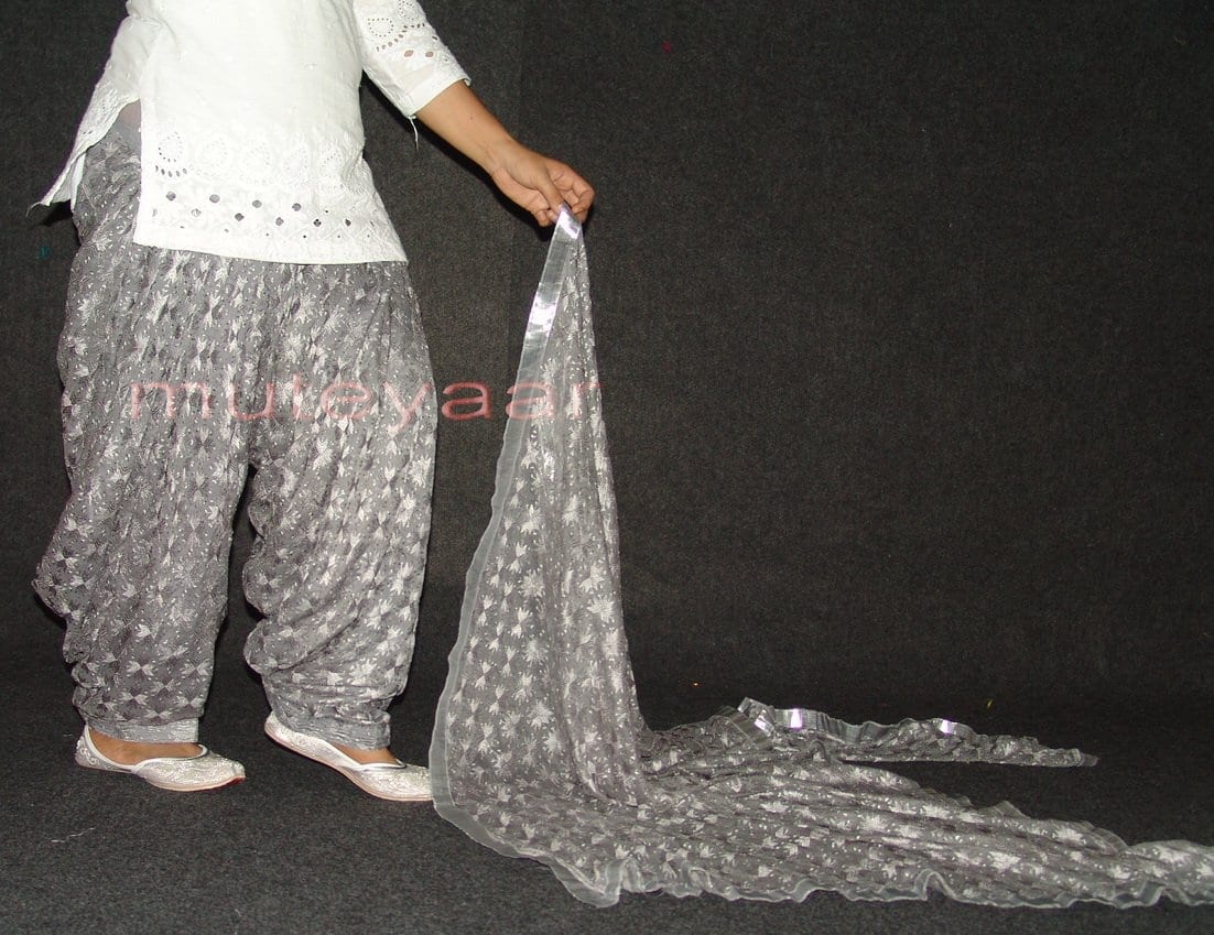 Grey Phulkari Patiala Salwar Dupatta PHS21 4