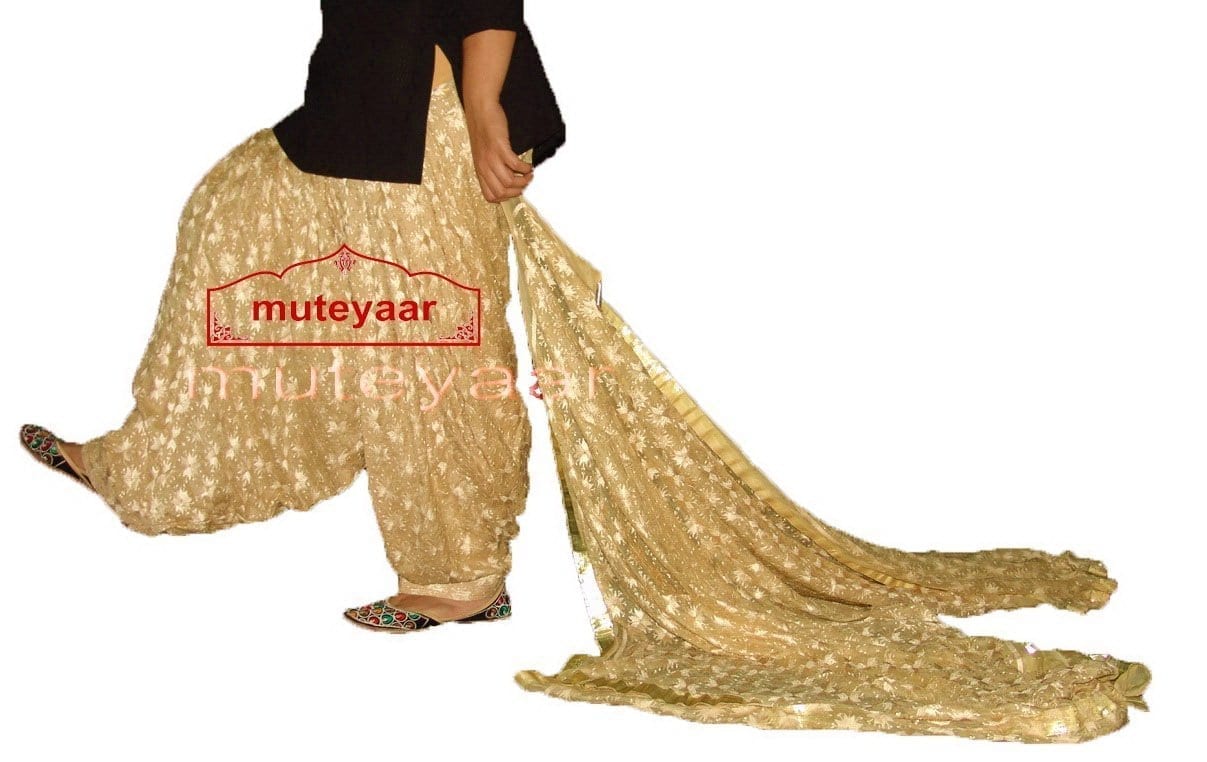 Stitched Golden Men Silk Blend Patiala Salwar