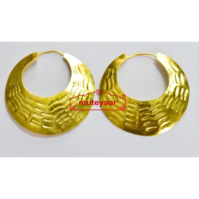 Fish scales design Big Bali Traditional earrings set for Men (2.5 Inch  Diameter) 