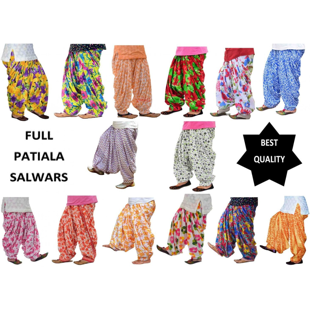 Printed Patiala Salwars Wholesale Lot of 12 Pants - muteyaar.com