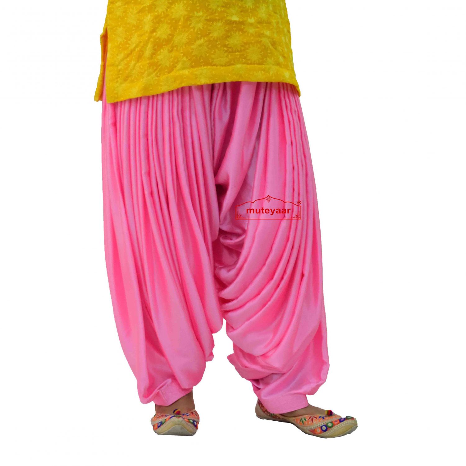 Buy Pink Satin Maharani Patiala Salwar Online at Best Price - muteyaar.com