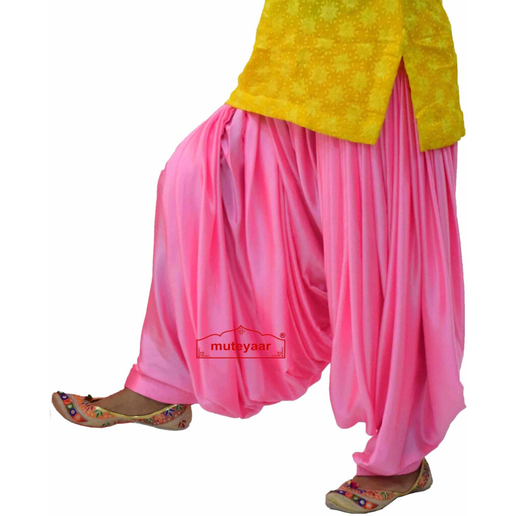 Buy Pink Satin Maharani Patiala Salwar Online at Best Price - muteyaar.com