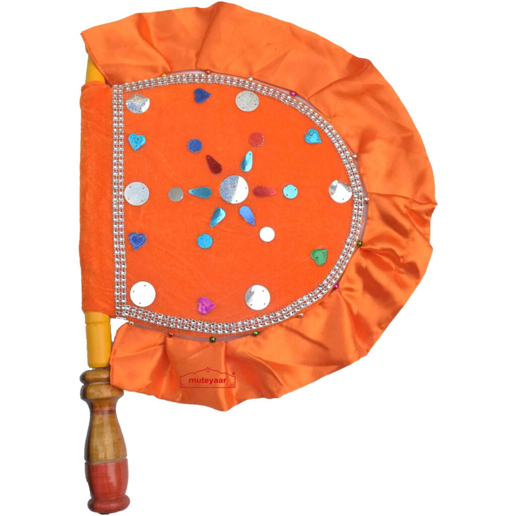 Orange Designer Pakhi Hand Fan T0265 - muteyaar.com