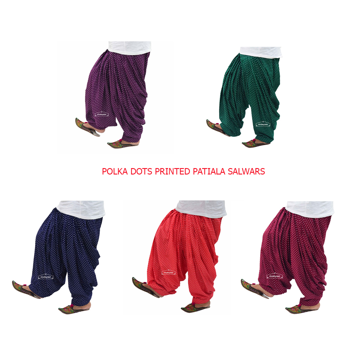 Buy Polka Dots Print Patiala Salwar made with Pure Cotton - muteyaar