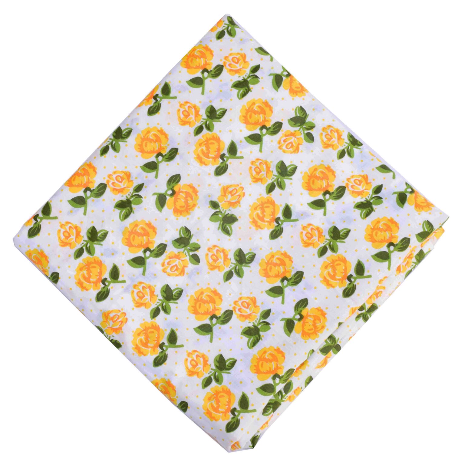 Yellow Floral Print Cotton Fabric PC602 - muteyaar.com