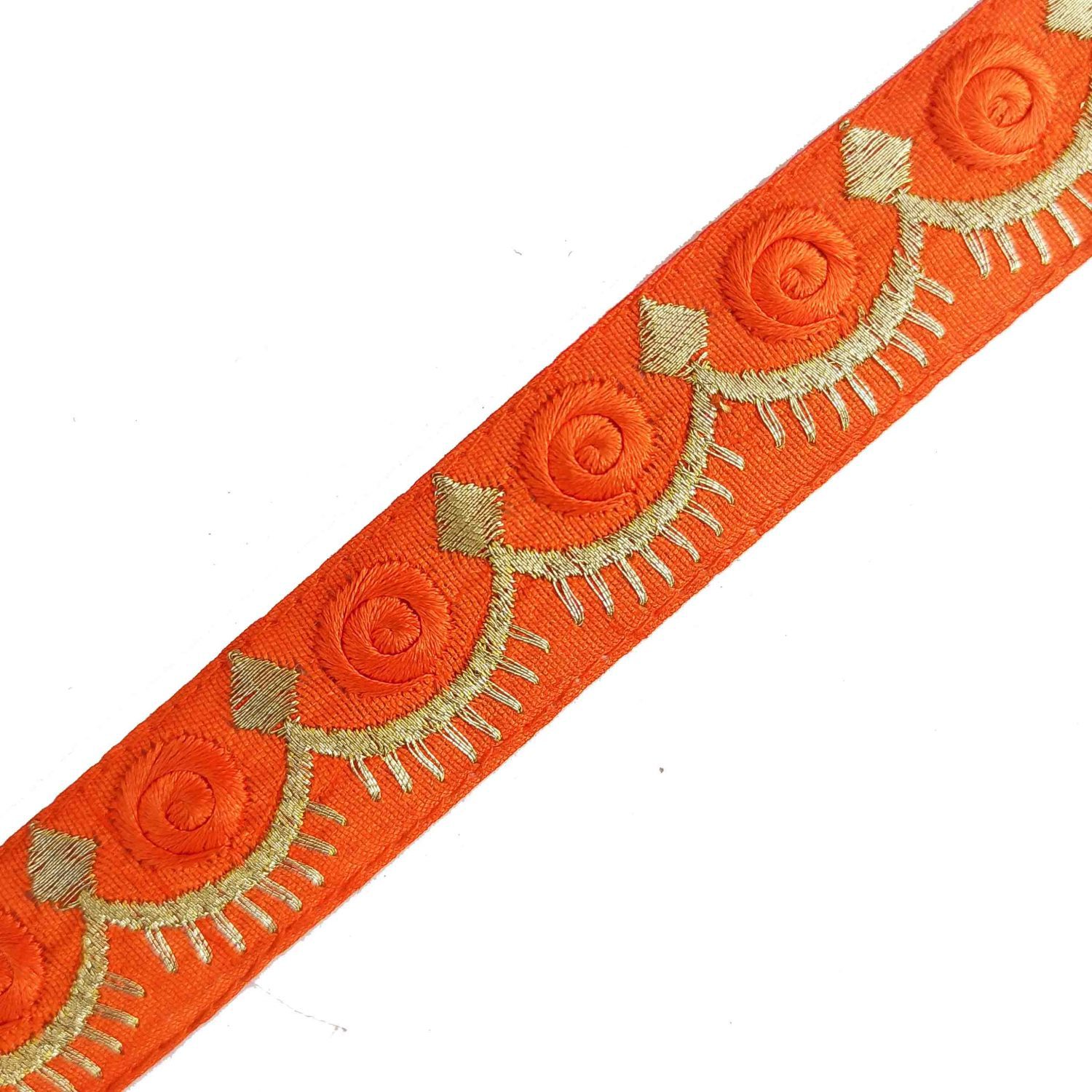 Hesch 9 Orange lace Border, Orange lace for Saree Border, Orange Colour  lace Border for Dupatta, Orange Embroidery lace - 18 Metres Lace Reel